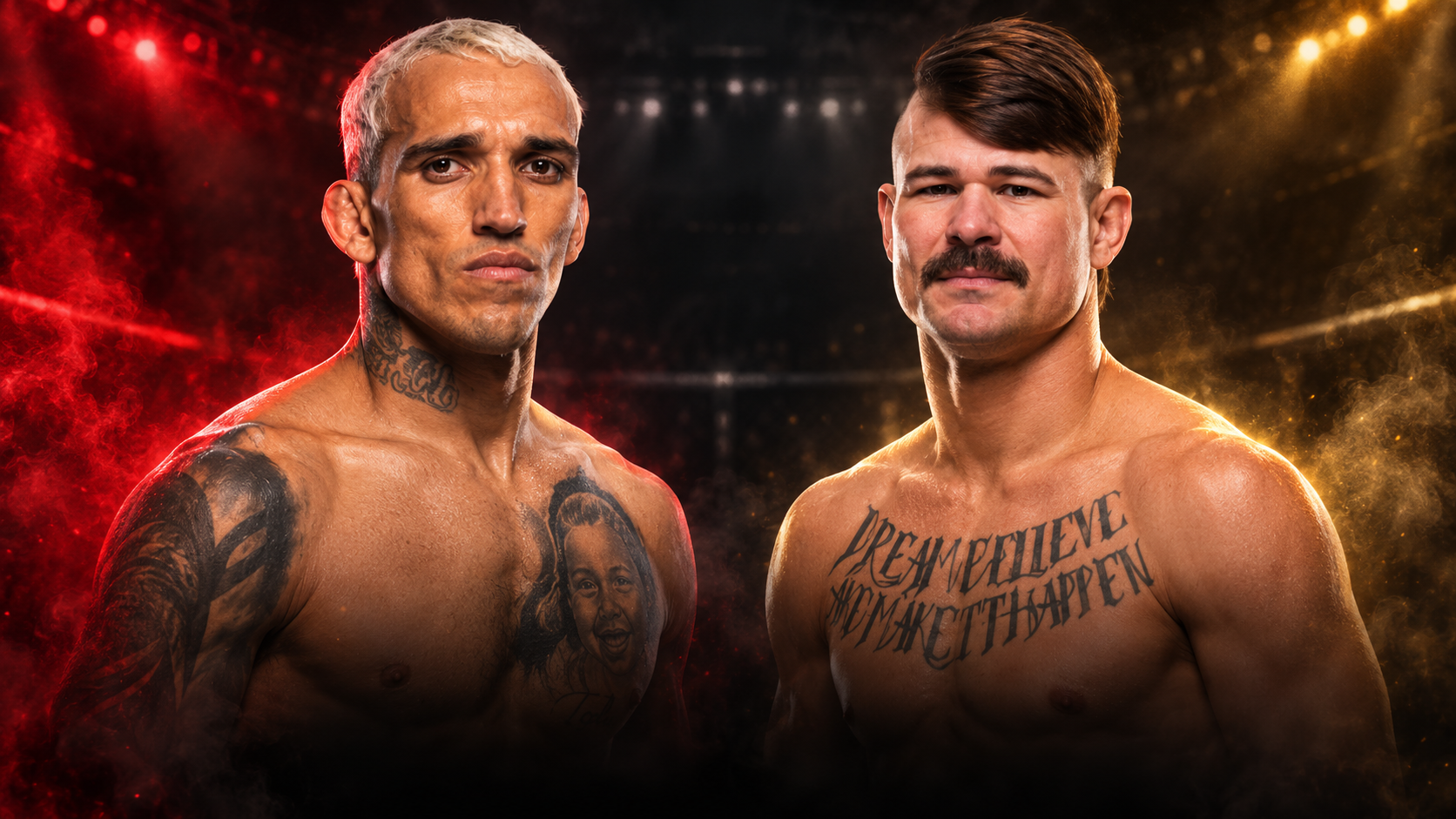 KI-Illustration: Charles Oliveira links, Diego Lopes rechts